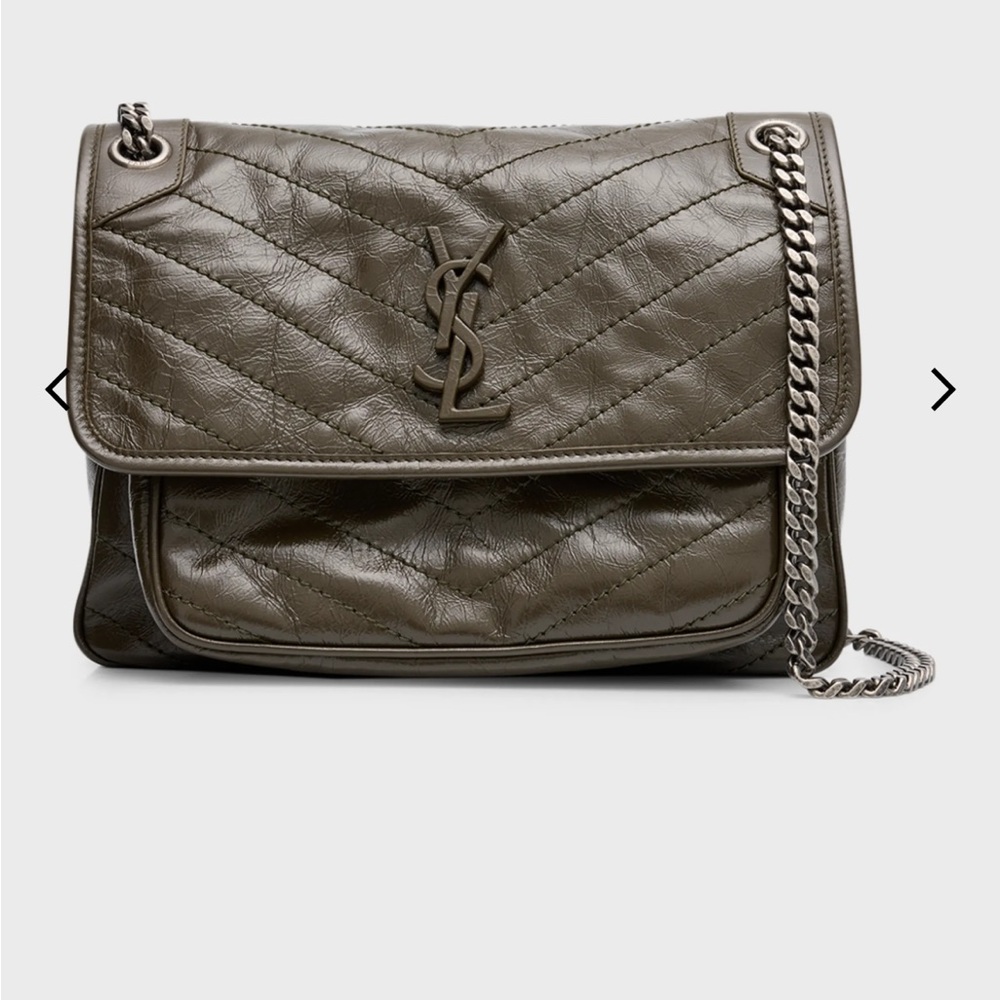 Saint Laurent
Niki Medium Flap YSL Shoulder Bag in Crinkled Leather